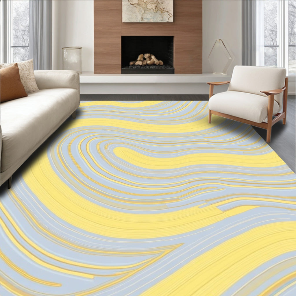 Soft Yellow Sky Marble Pattern Rug