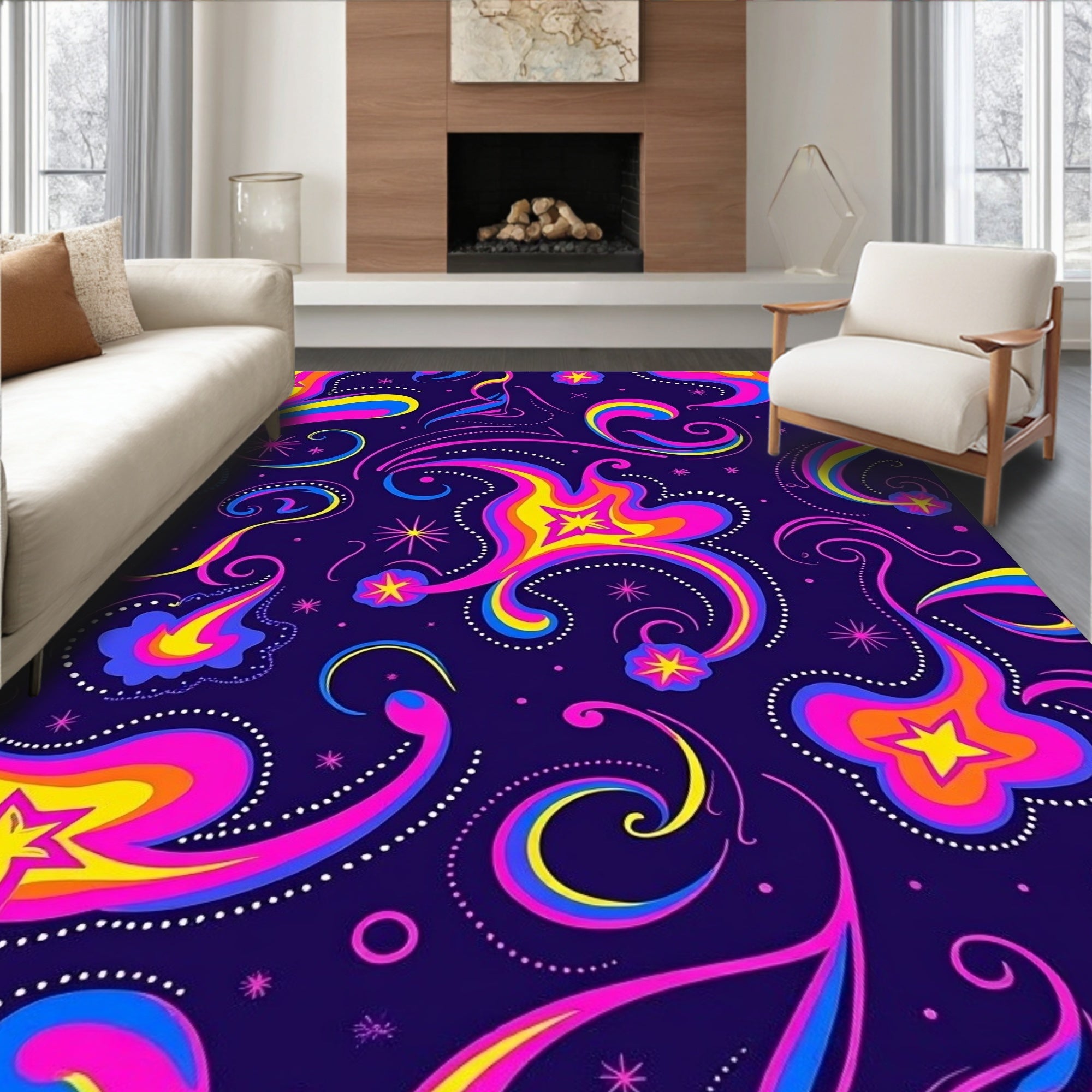 Groovy Swirling Starburst Pattern Rug