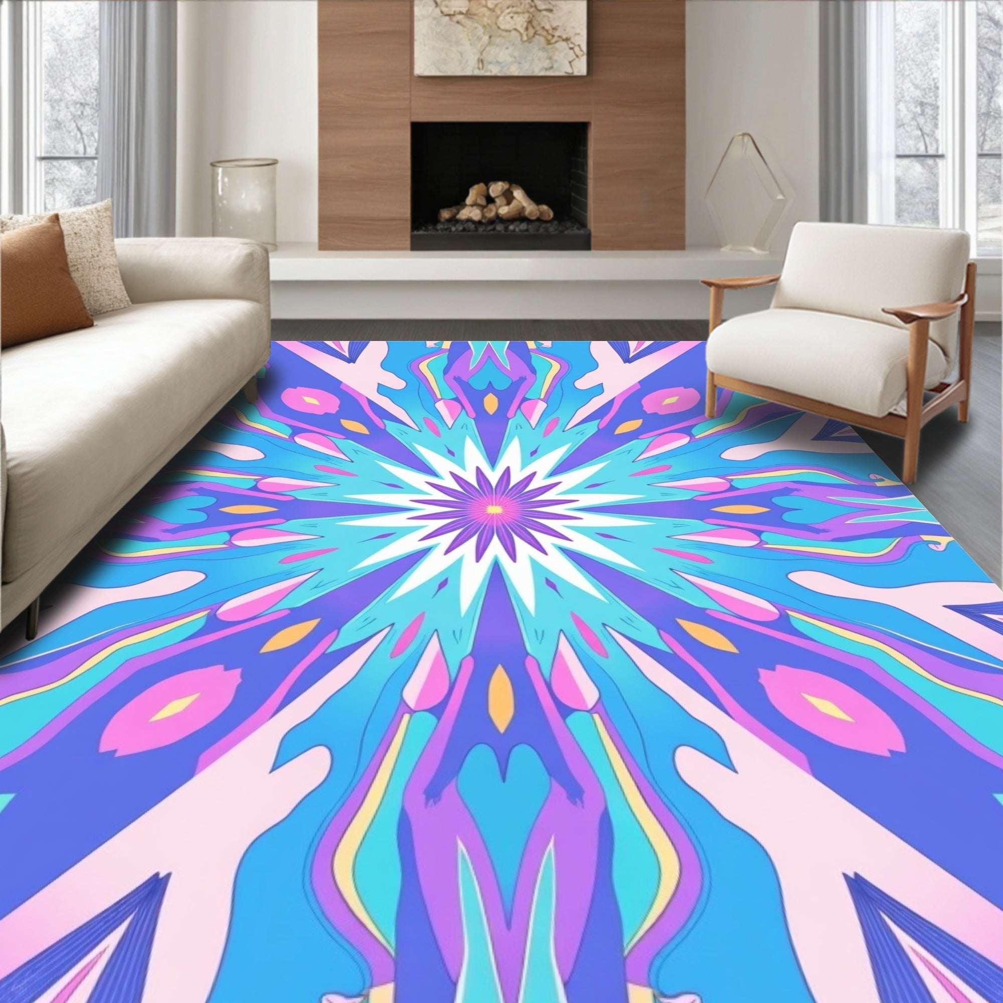 Psychedelic Starburst Abstract Pattern Rug