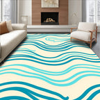 Watery Blue Wavy Lines Design Rug