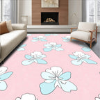 Delicate Blue White Floral Pattern Rug