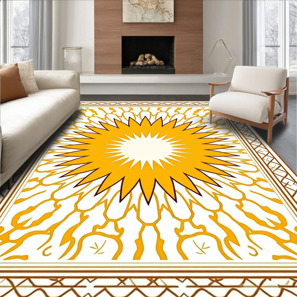 Radiant Sunburst Geometric Pattern Rug
