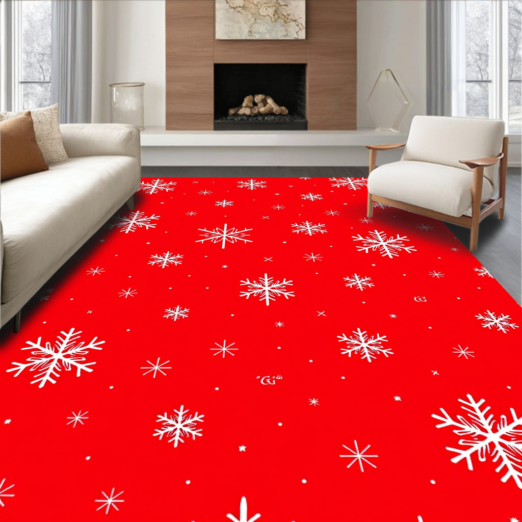 Red Snowflake Pattern Rug