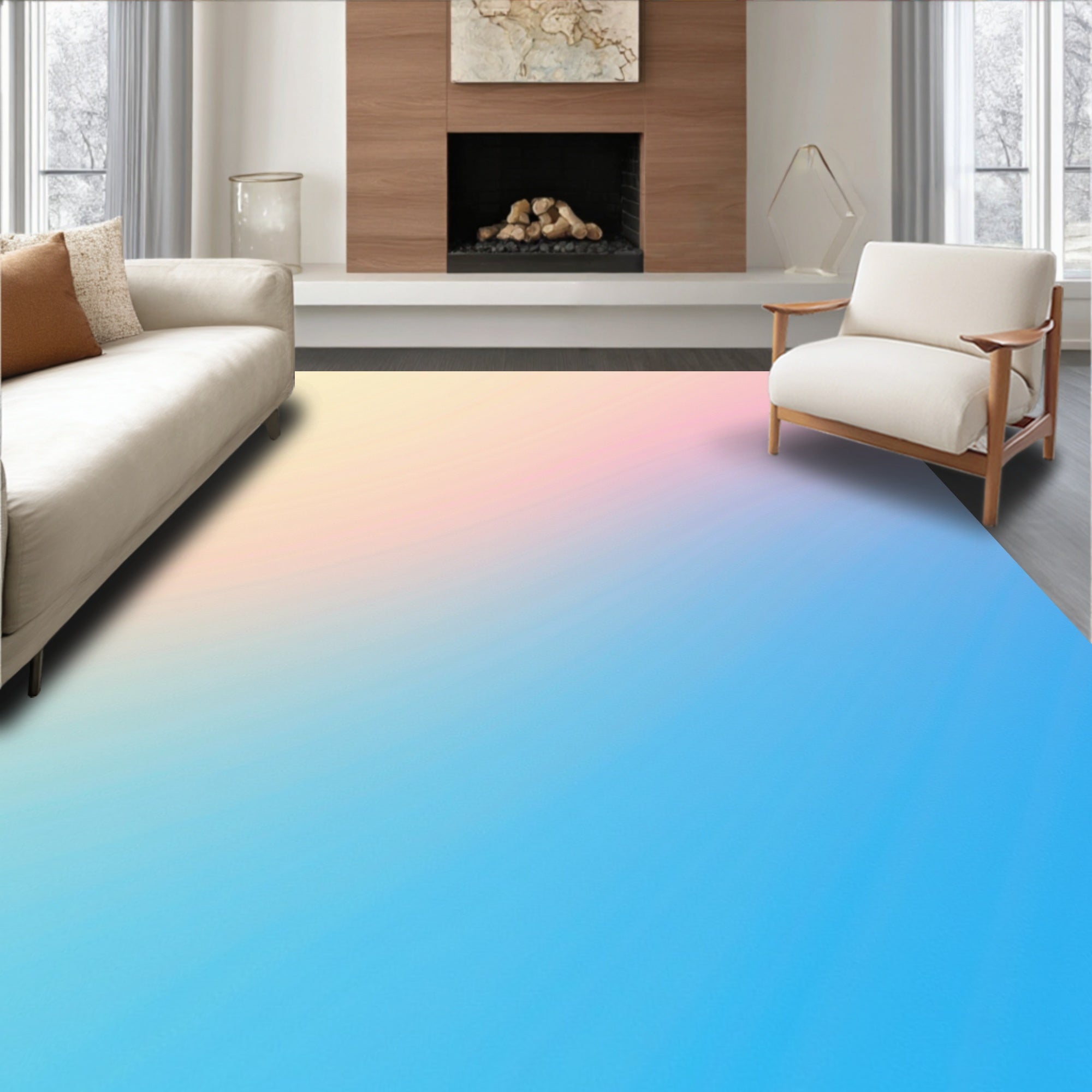 Soft Ombre Gradient Pastel Pink Blue Rug