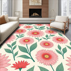 Pink Daisy Floral Pattern Rug