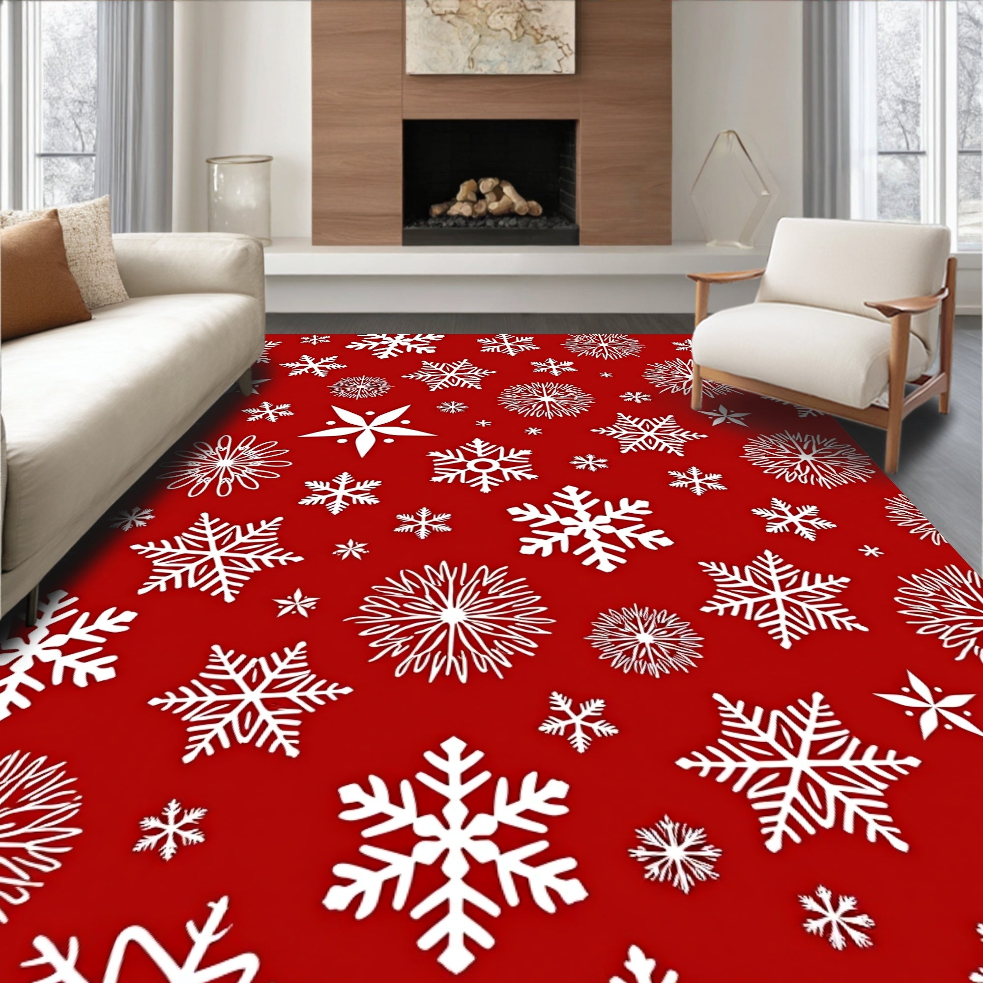 Snowflake Winter Wonderland Pattern Rug