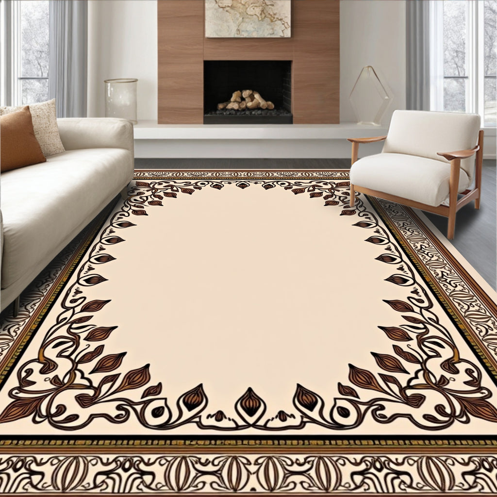 Antique Floral Vine Border Design Rug