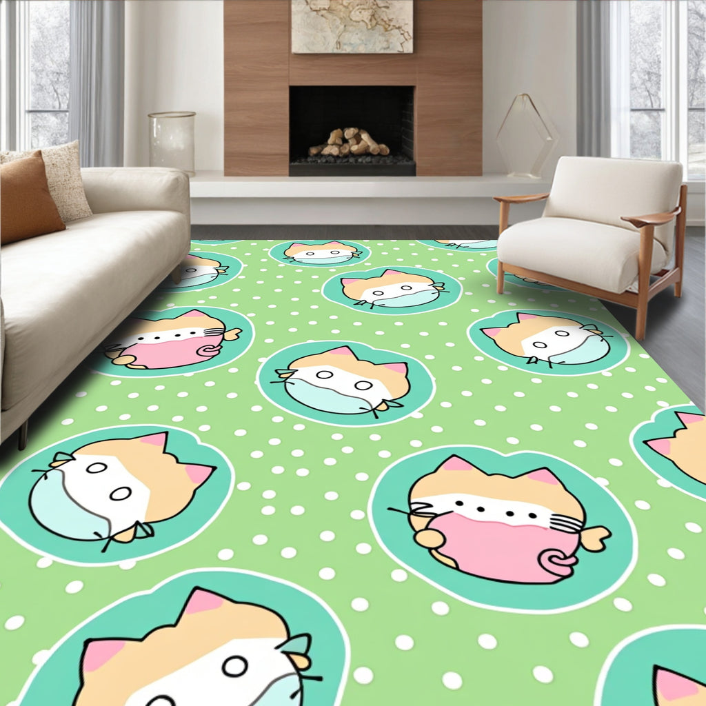 Cute Cat Face Pattern Rug