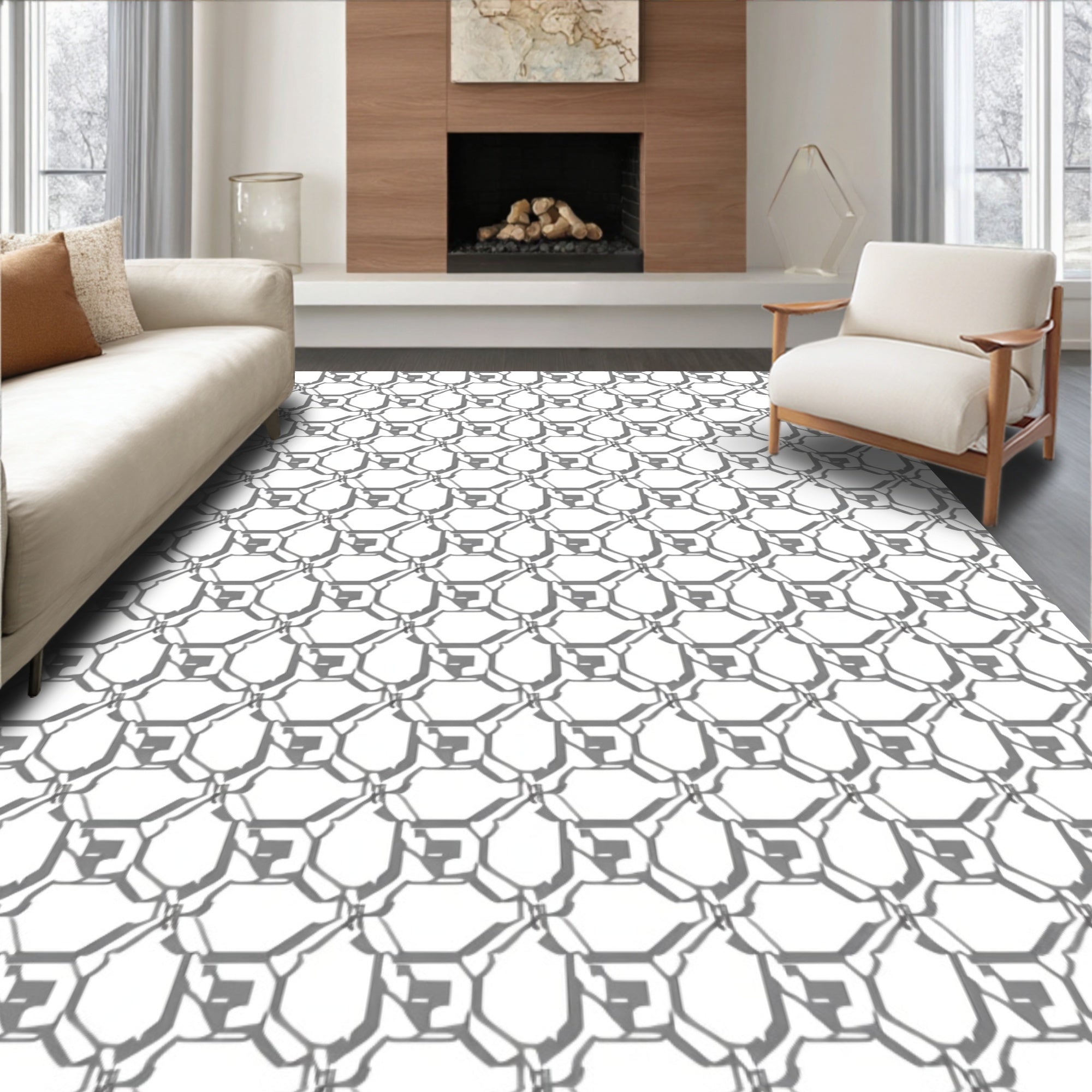 Durable Interlocking Geometric Pattern Rug