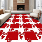 Red Deer And Tree Silhouette Pattern Rug