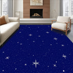 Midnight Blue Starry Snowflake Garden Rug