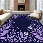Purple Floral Moon Night Garden Design Rug
