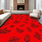 Bold Red Leaf Pattern Design Rug