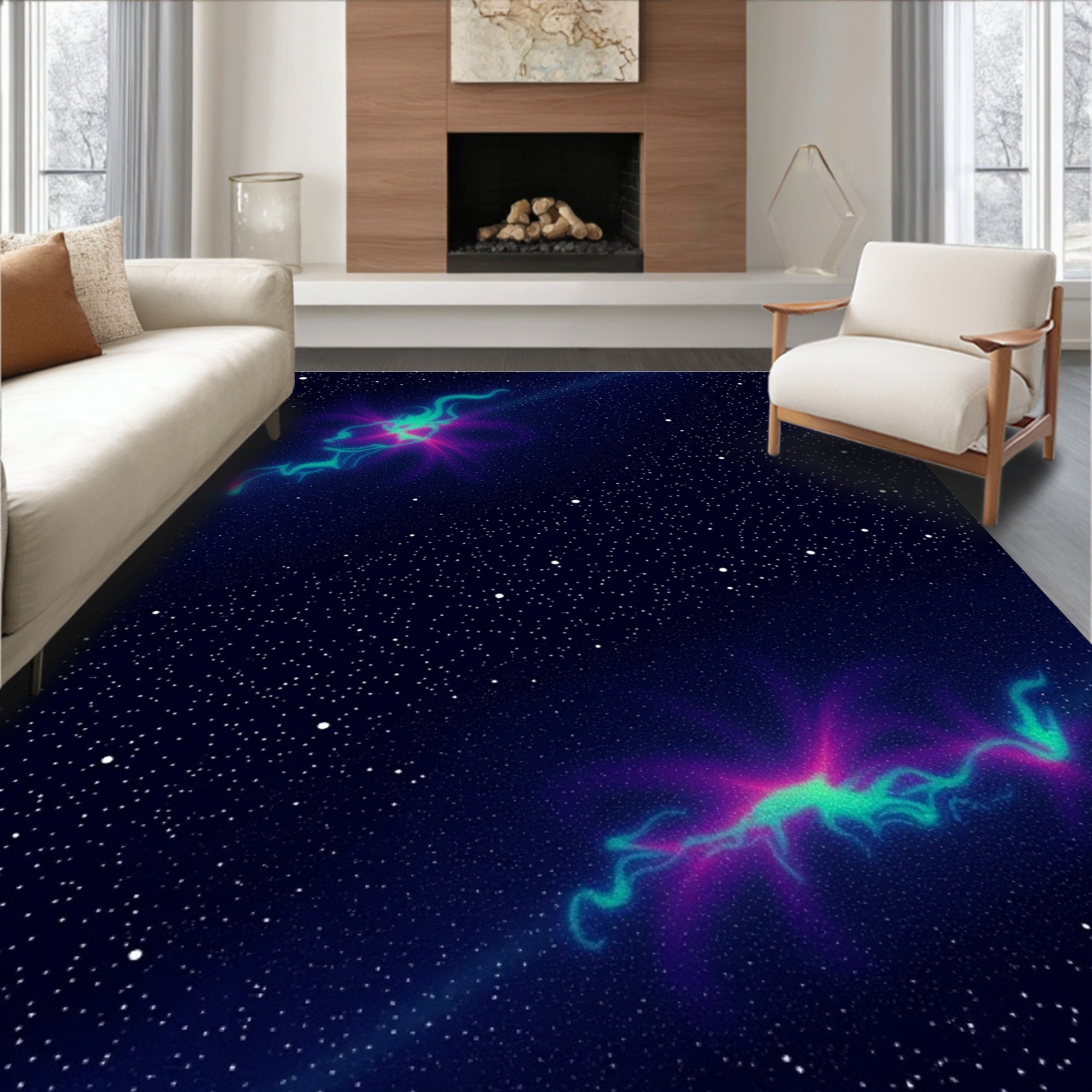 Cosmic Nebula Swirl Abstract Design Rug