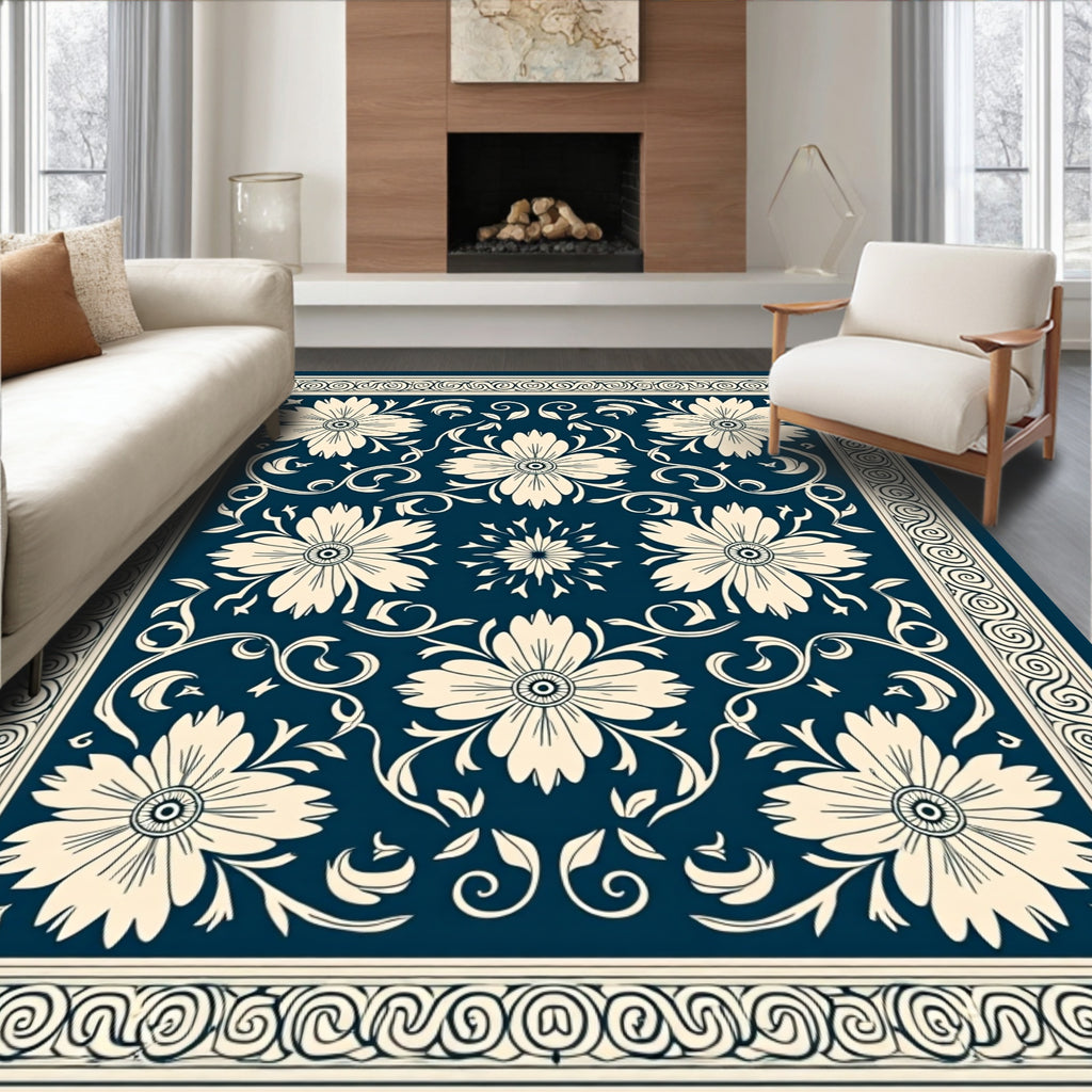 Classic Floral Scrollwork Pattern Design Rug