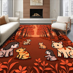 Autumn Forest Dogs Pattern Rug