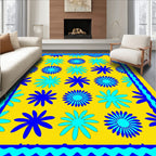 Bright Yellow Floral Pattern Rug