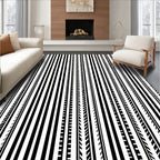 Monochromatic Striped Geometric Pattern Rug