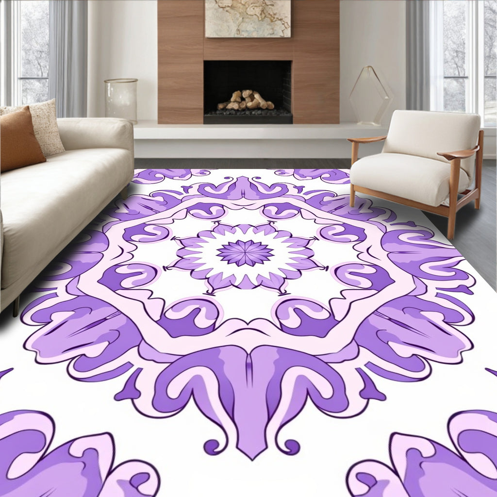 Lavian Purple Mandala Pattern Rug