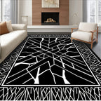 Abstract Black White Geometric Pattern Rug