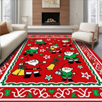 Festive Garden Gnomes Red Christmas Rug