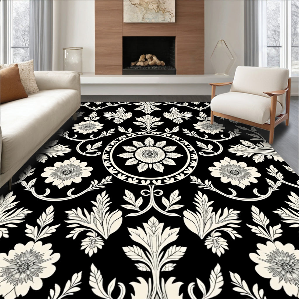 Ornate Floral Medallion Pattern Rug