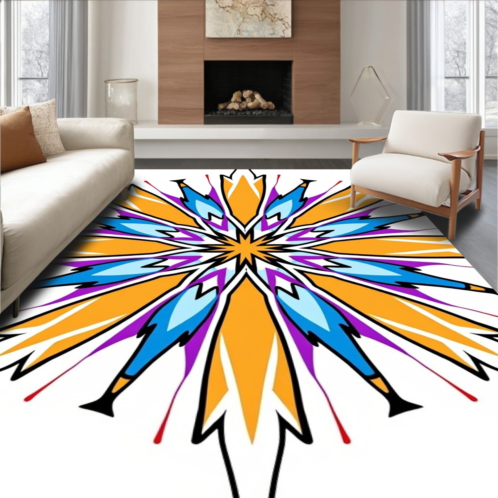 Vibrant Starburst Geometric Abstract Pattern Rug