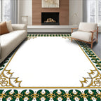 Ornate Green Gold Decorative Border Rug