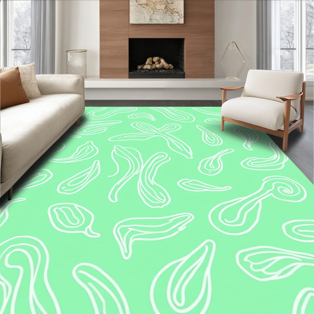 Abstract Swirly Leaf Pattern Rug