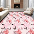 Whimsical Swirls Pink Abstract Design Rug