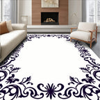 Elegant Dark Floral Scrollwork Lace Rug