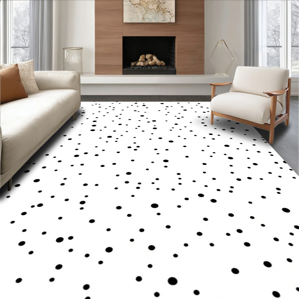 Scattered Black Dot Pattern Rug