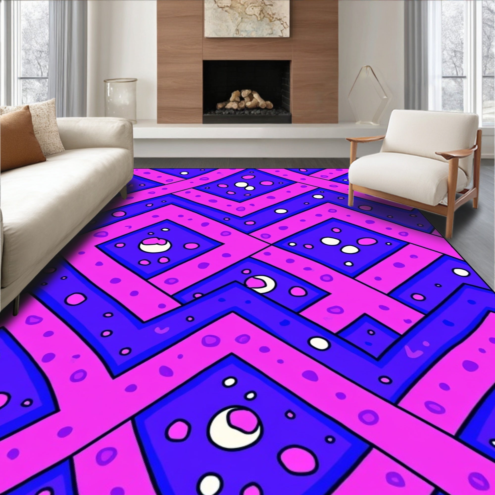Bold Geometric Polka Dot Pattern Rug