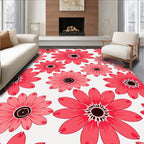 Coral Daisy Floral Pattern Rug