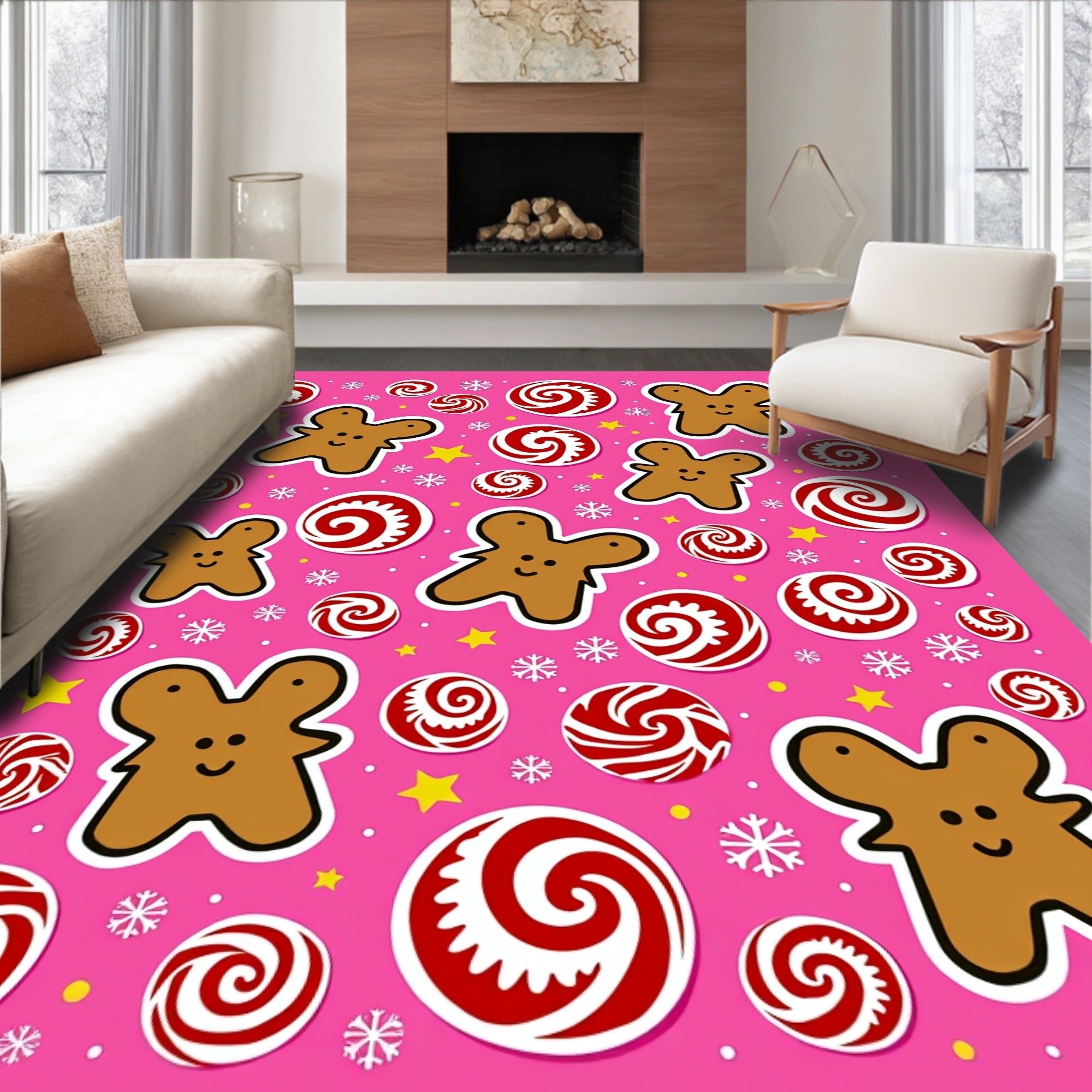 Cute Gingerbread Cookie Patterns Rug