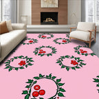 Pink Holly Berry Wreath Repeating Rug