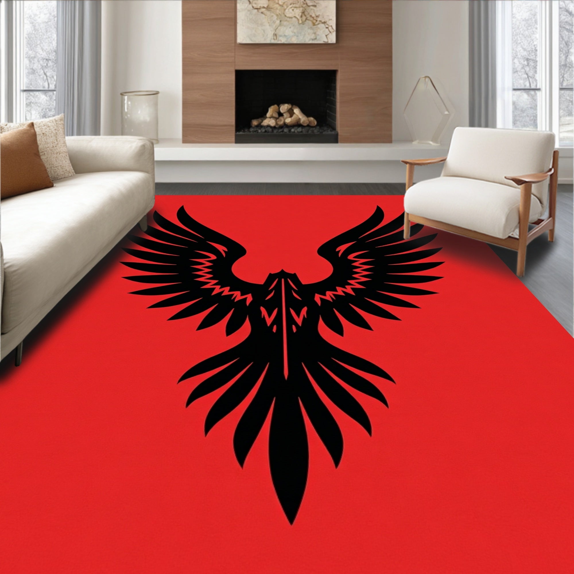 Black Eagle Graphic Design Rug