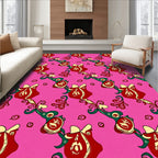 Playful Red And Green Abstract Pattern Rug