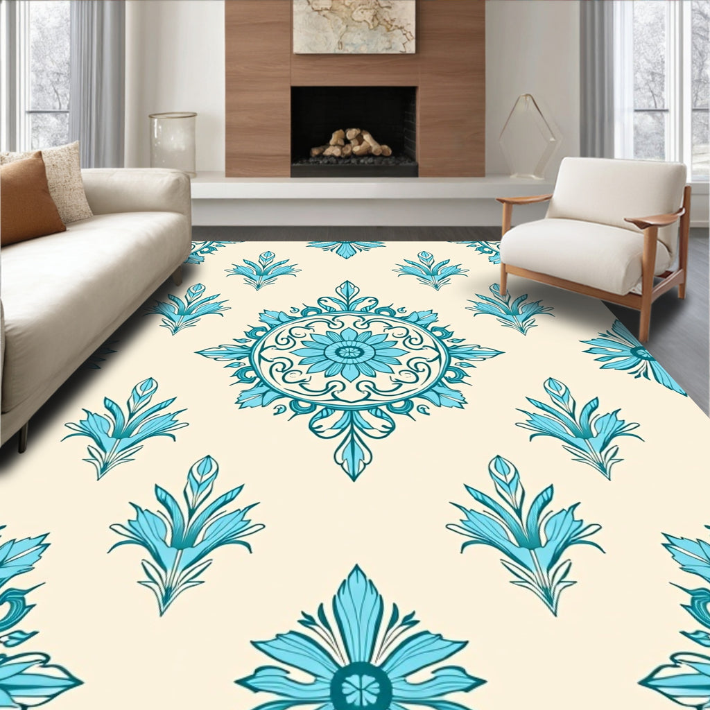 Elegant Floral Medallion Pattern Rug