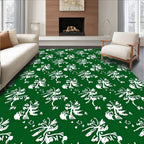 Abstract White Floral Patterned Rug