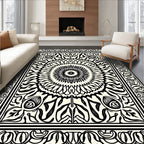 Black and White Mandala Scrollwork Rug