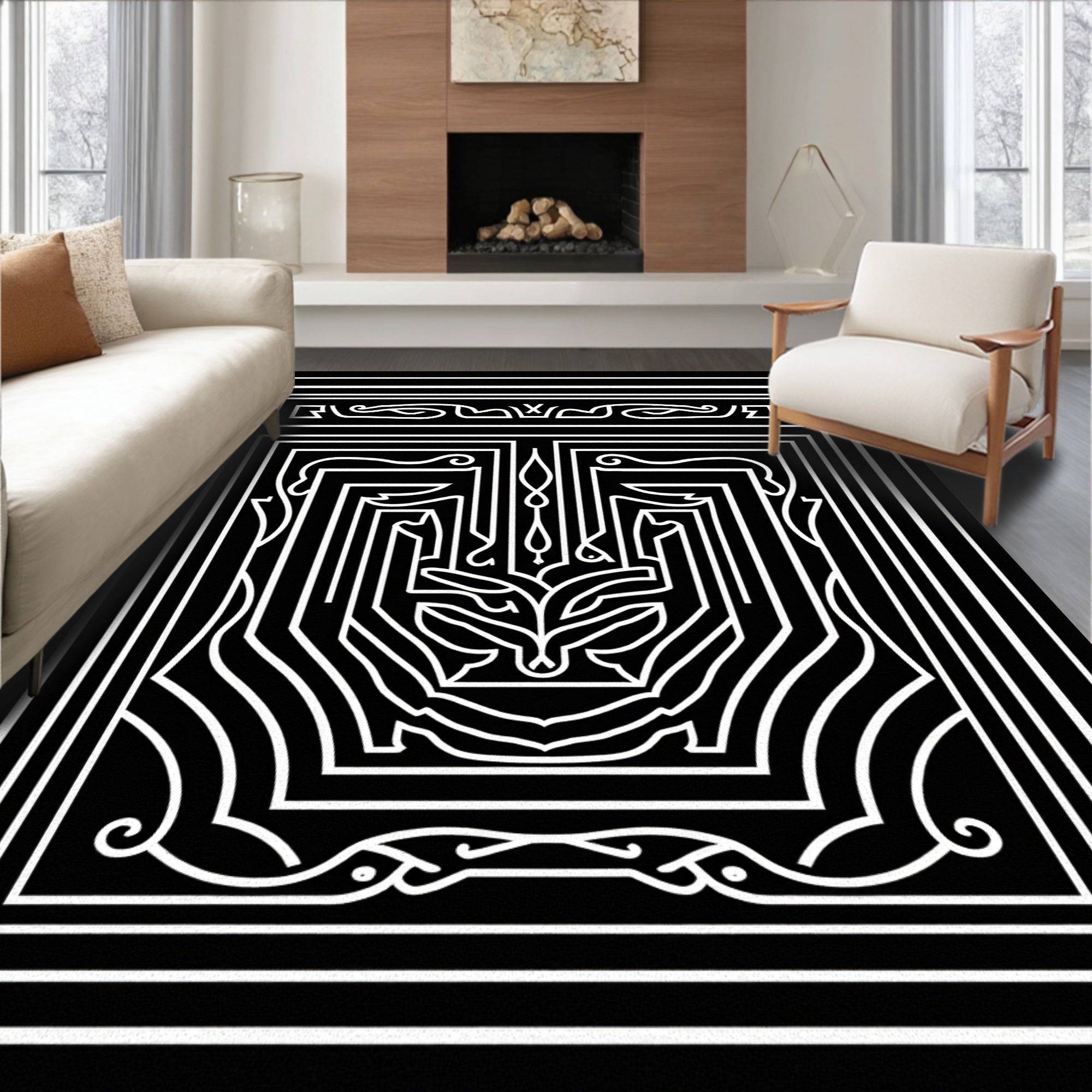 Monogrammatic Abstract Symmetry Design Rug