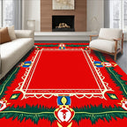Bold Red Green Floral Frame Rug