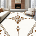 Brown Floral Sunburst Motif Rug