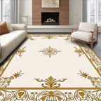 Classic Gold Floral Scroll Pattern Rug