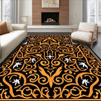 Intricate Orange Swirl Floral Pattern Rug