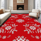 Red White Winter Snowflake Mandala Rug