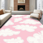 Whimsical Cloud Pattern Pink Rug