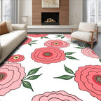 Pink Peony Garden Floral Pattern Rug
