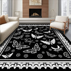 White Butterflies Floral Motif Design Rug